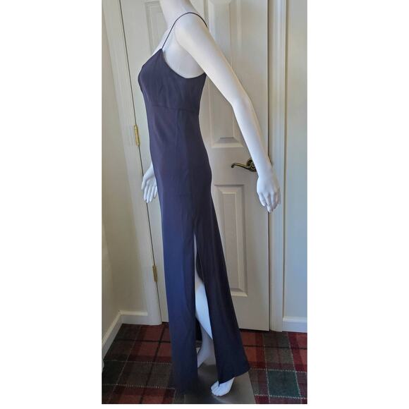 Tahari Dress Maxi Plunging Neckline Thigh Slit Cocktail Party Wedding Formal - Picture 2 of 8